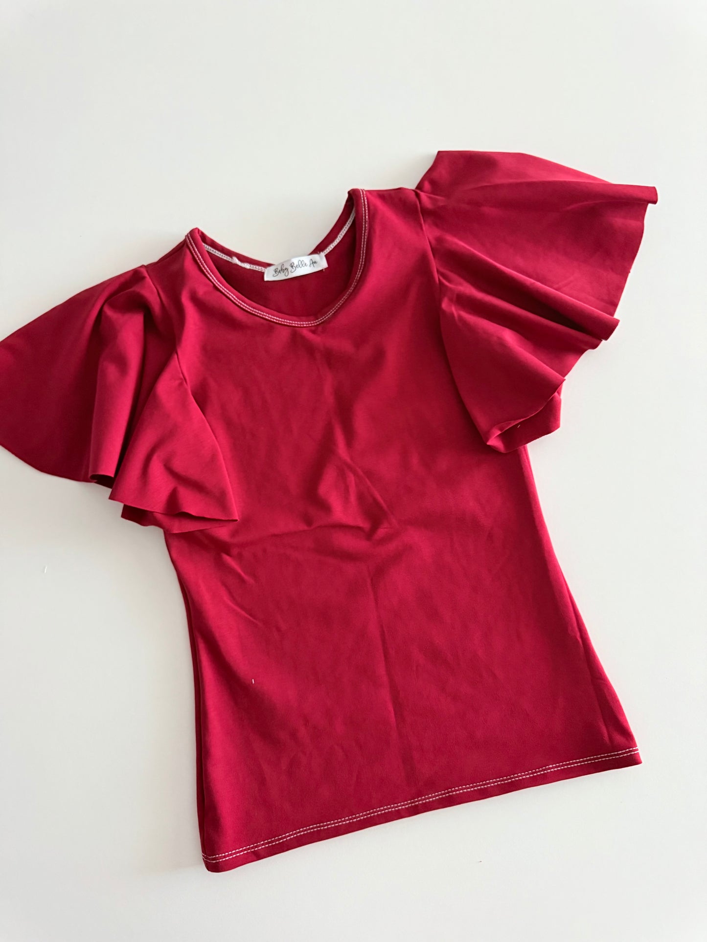 BUTTERFLY FLUTTER TOP | BURGANDY