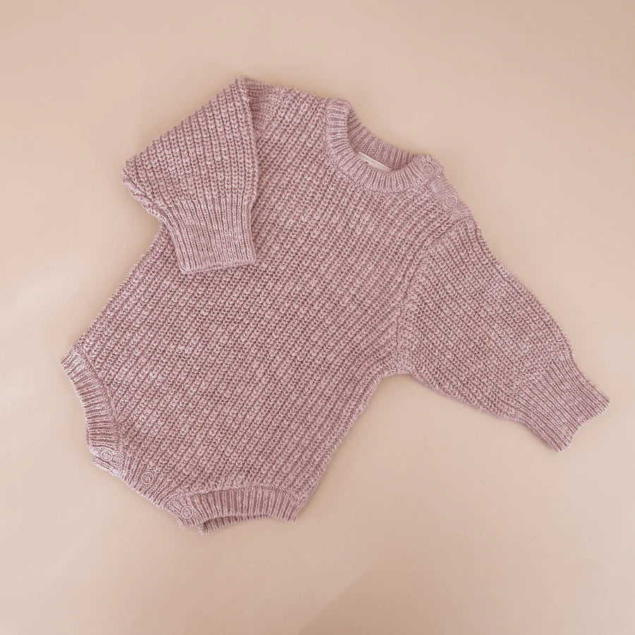 CHUNKY KNIT ROMPER | LILAC