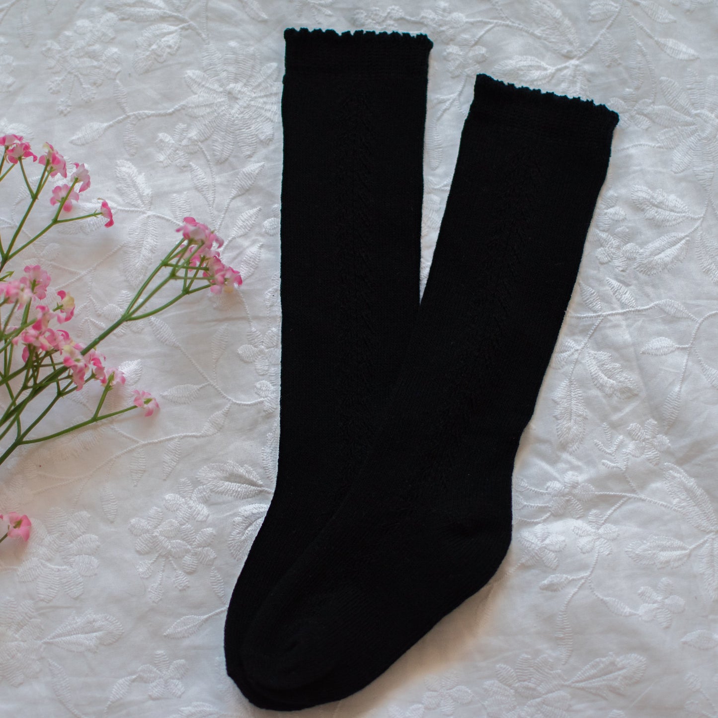 LATTICE KNEE HIGH SOCKS | DARK FORREST GREEN