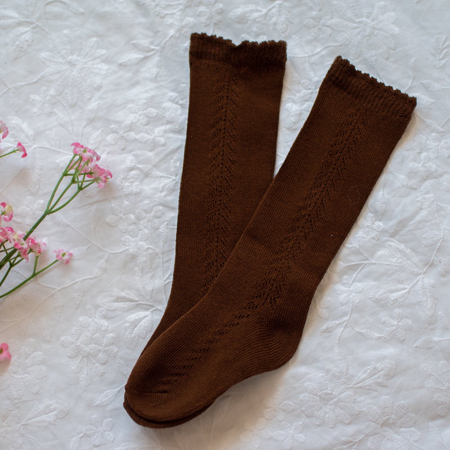 LATTICE KNEE HIGH SOCKS | DARK RUST