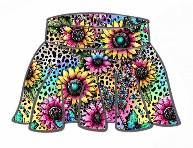TWIRLY SKORT | BRIGHT FLORAL LEOPARD