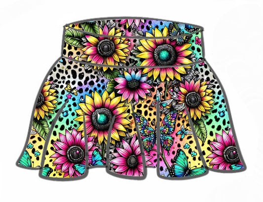TWIRLY SKORT | BRIGHT FLORAL LEOPARD