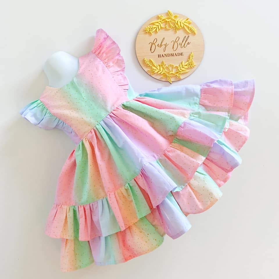 Bodice ruffles and double ruffle skirt