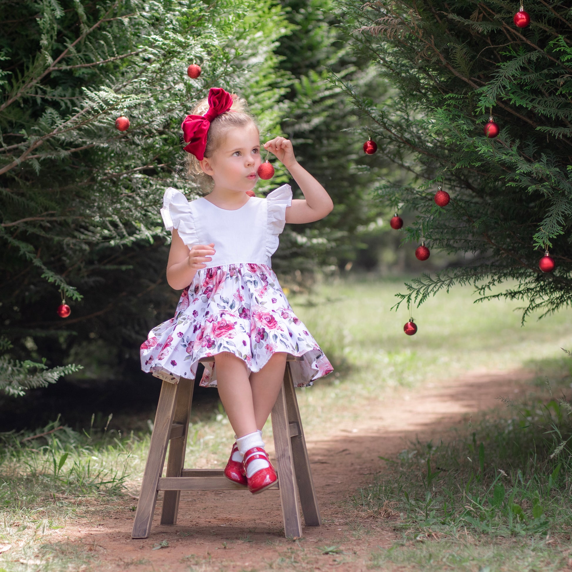 Ruffled bodice with tiered skirt