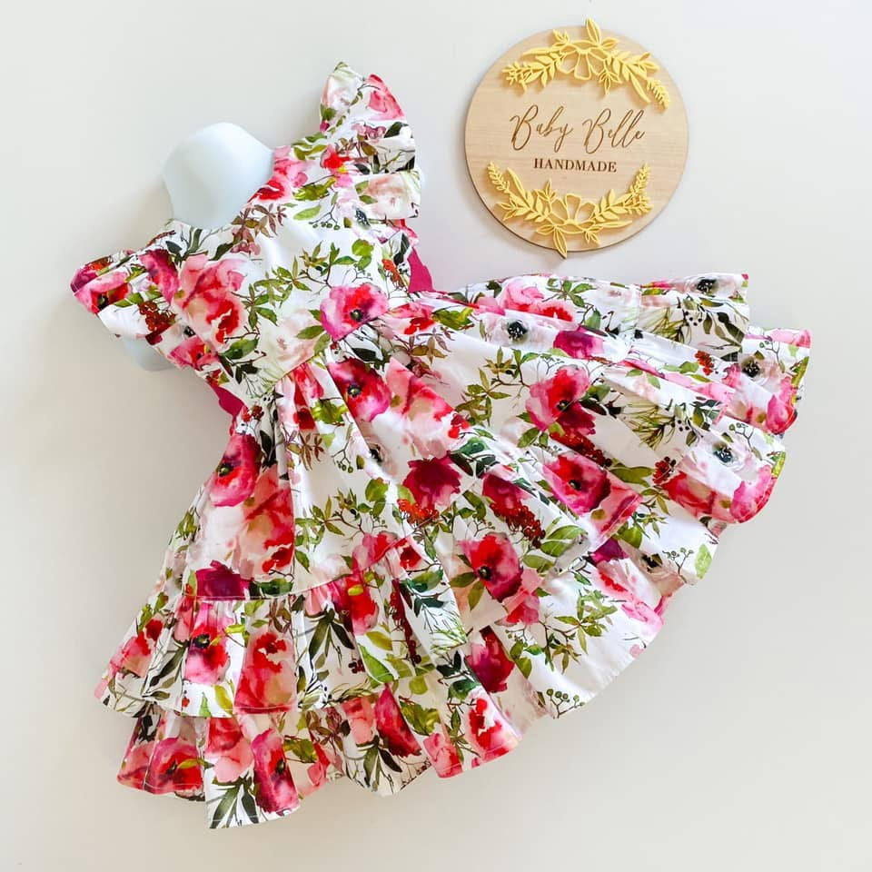 Bodice ruffles and double ruffle skirt
