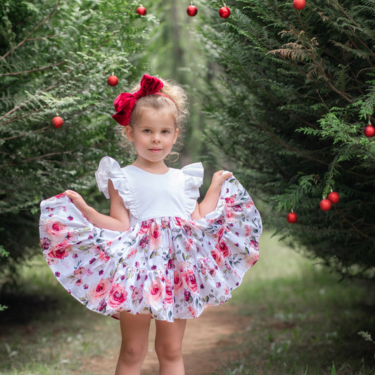 Ruffle bodice with tiered skirt