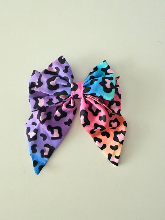 STACKED SAILOR BOW | RAINBOW LEOPARD