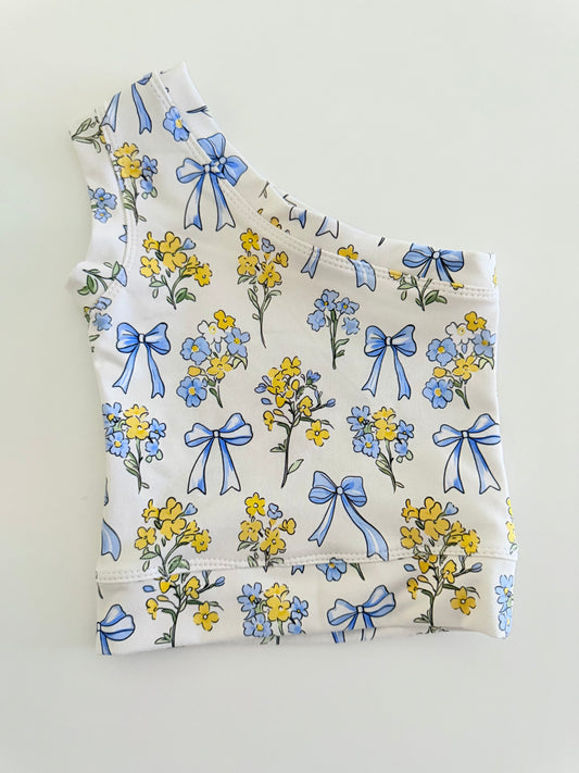 ONE SHOULDER TOP | BLUE BOWS OOAK SIZE 4