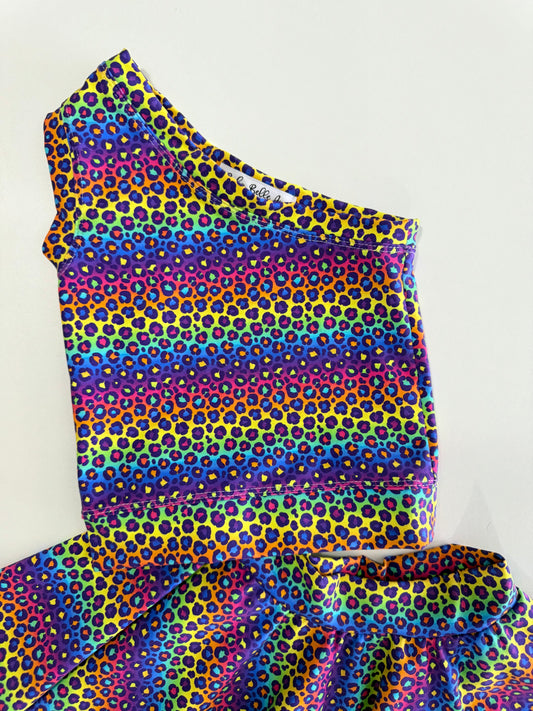ONE SHOULDER TOP | RAINBOW LEOPARD