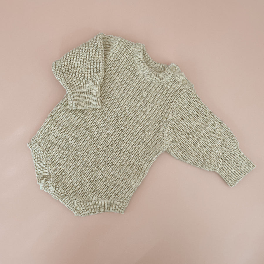CHUNKY KNIT ROMPER | SAGE
