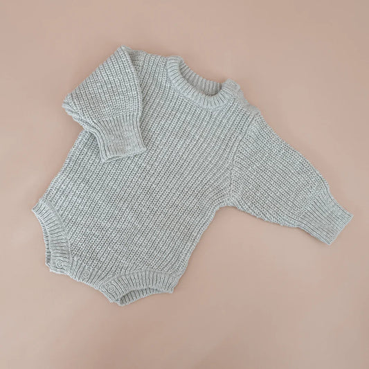 CHUNKY KNIT ROMPER | PERIWINKLE BLUE